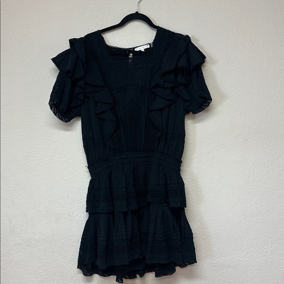 LoveShackFancy NWOT Natasha Black Ruffle Mini Dress size XL - Picture 3 of 8